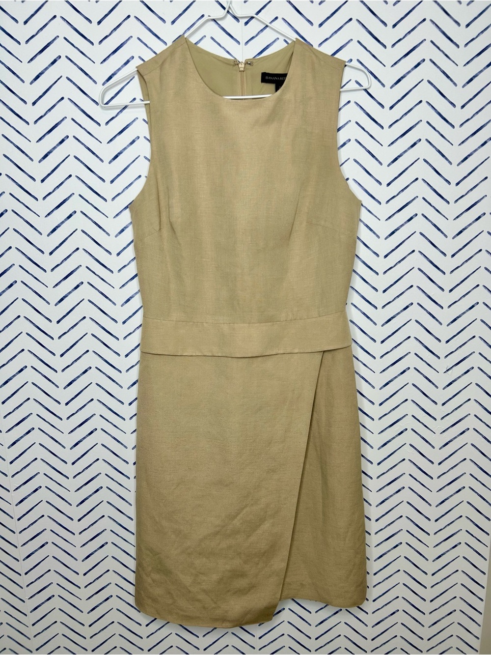 Banana Republic Linen Sleeveless Sheath Dress Beige Size 2 - Picture 2 of 5